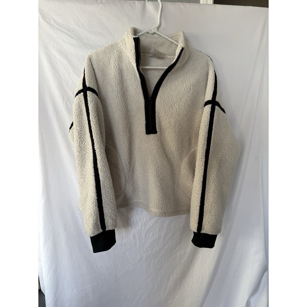 Jessica Simpson Women's Fleece 3/4 Front Zipper Mock Collar Size L White